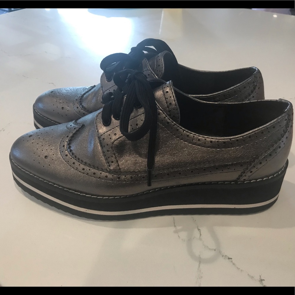 Zara metallic wedge loafers size 38